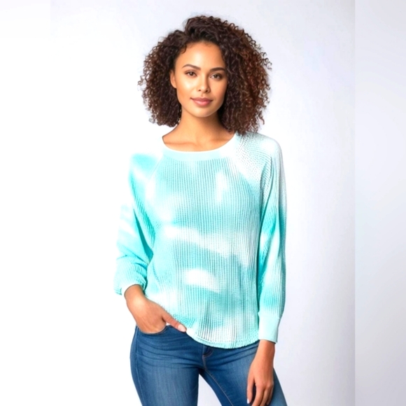 BUCKETLIST Tops - BUCKETLIST Waffle Knit Tie Dye Top